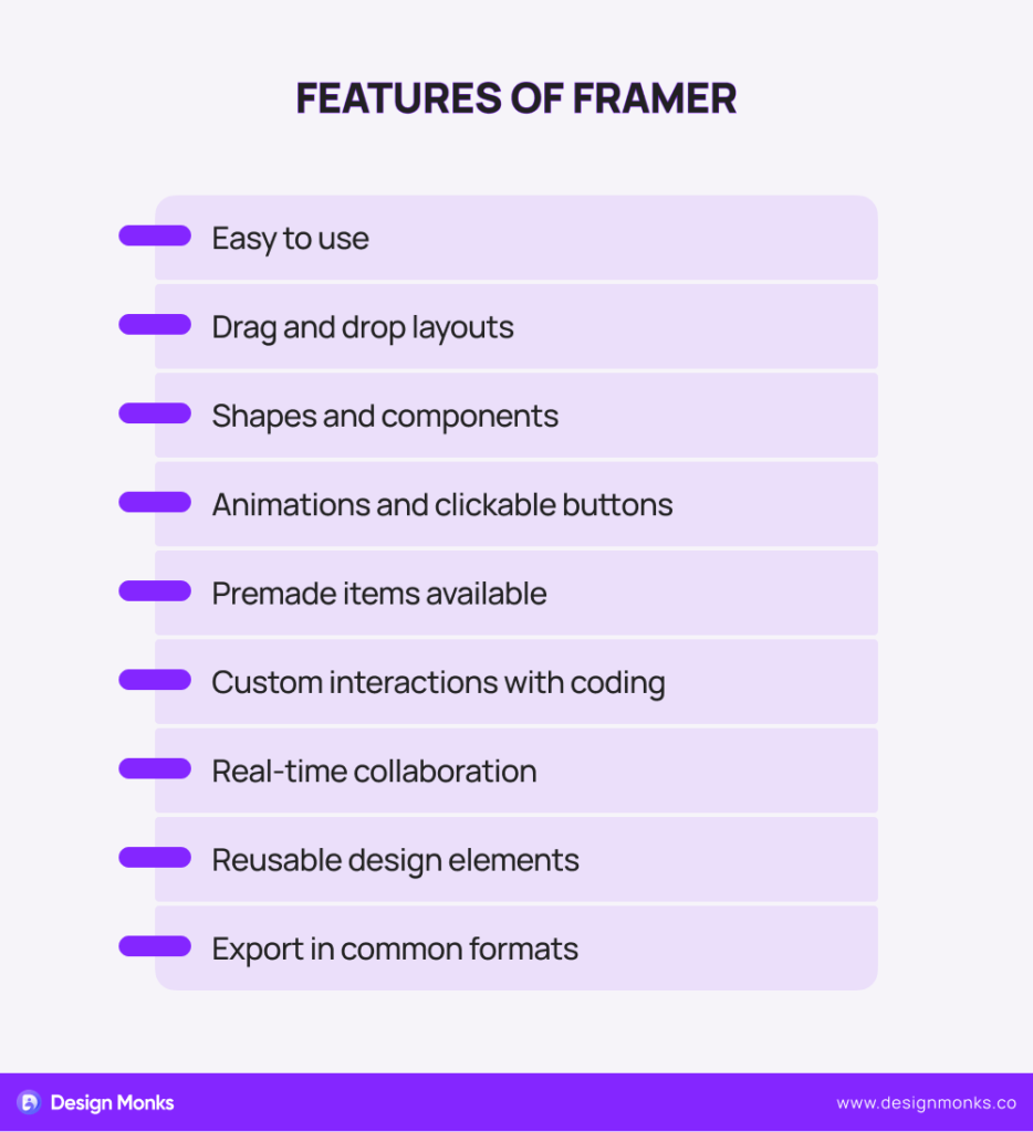 Features of Framer