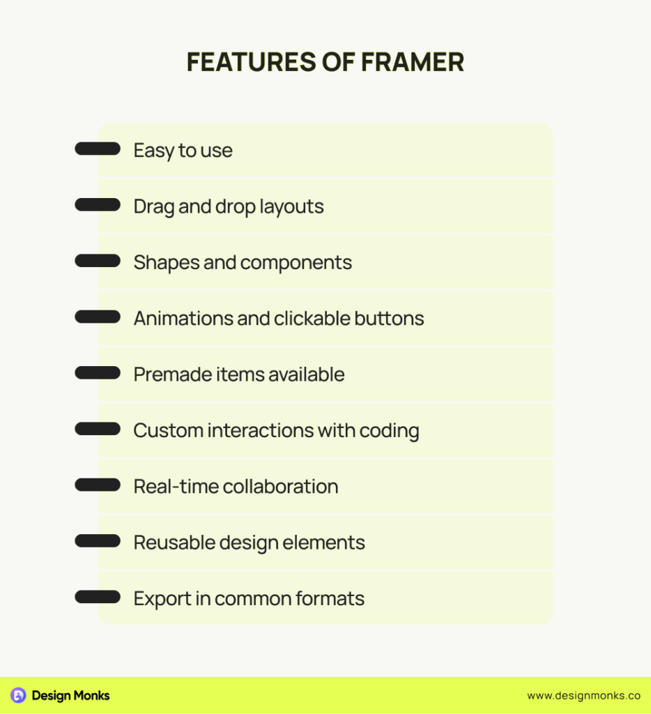 Framer’s Features