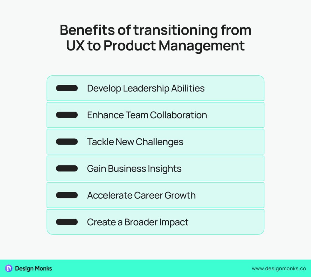 Benefits of transitioning from UX to Product Management