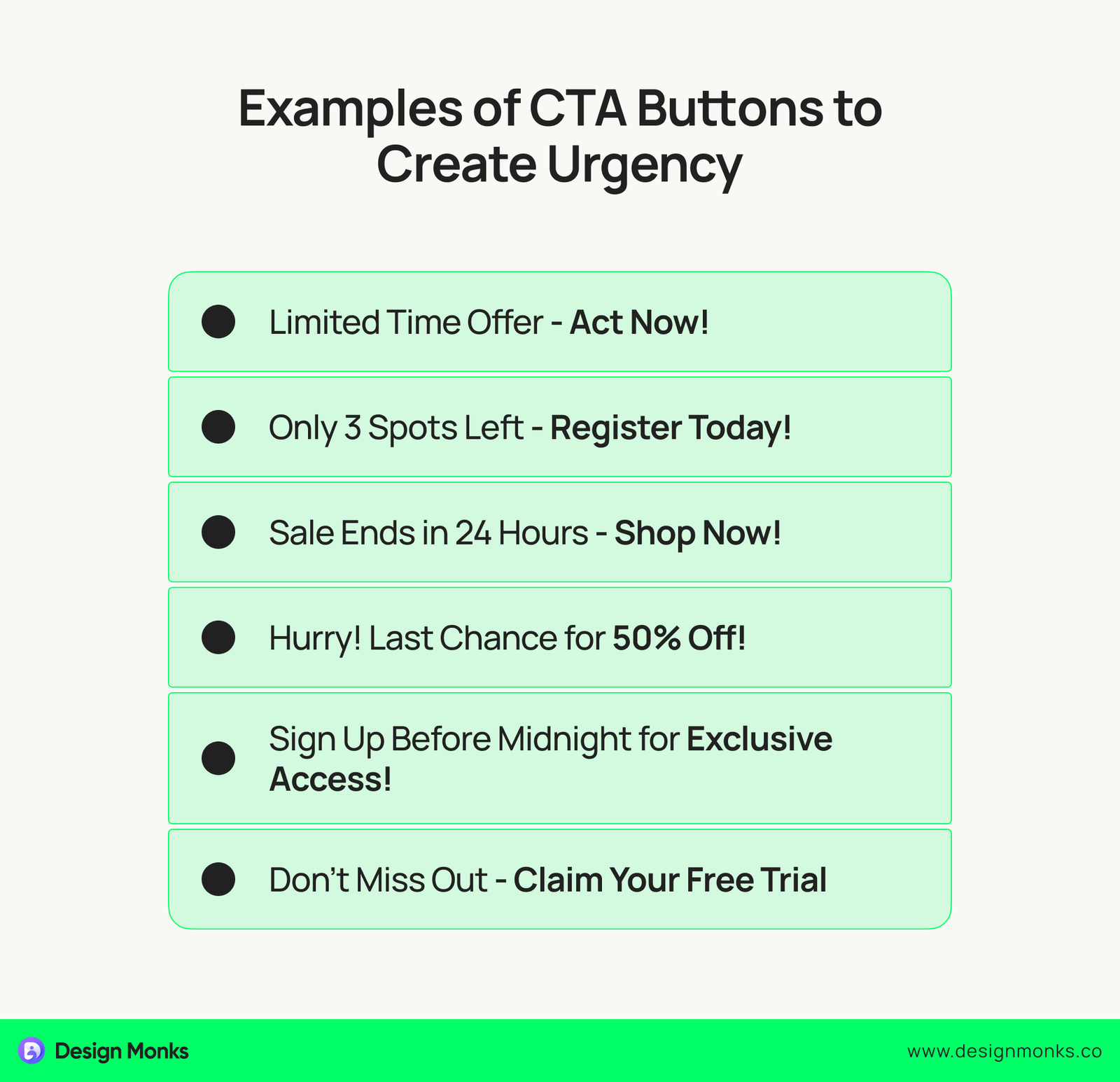 Examples of CTA Buttons to Create Urgency, CTA best practices